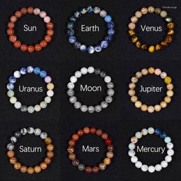 Strand Huit Planètes Bracelets Pierre Naturelle Perle Univers Système Solaire Bracelet Pour Hommes Femmes Bijoux Faits À La Main Chakra Yoga Bracelet Cadeau