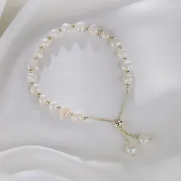 Strand Elegant Light Rose / Couleur blanche Baroque Bracelets de perles d'eau douce naturelle Bracelets pour femmes bijoux de mode 2024 Gift YBR185