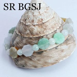 Strand Elegant Natural Natural Birman Green Birmanie Jadeite Jade Berons ronds Femmes Bijoux en pierre Gemmes Bracelets Gift 7inch