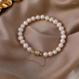 Strand Elegant Natural Natural Water Pearl Bracelet For Women's Magnetic Buttons Creative Design Jewelry Accessoires