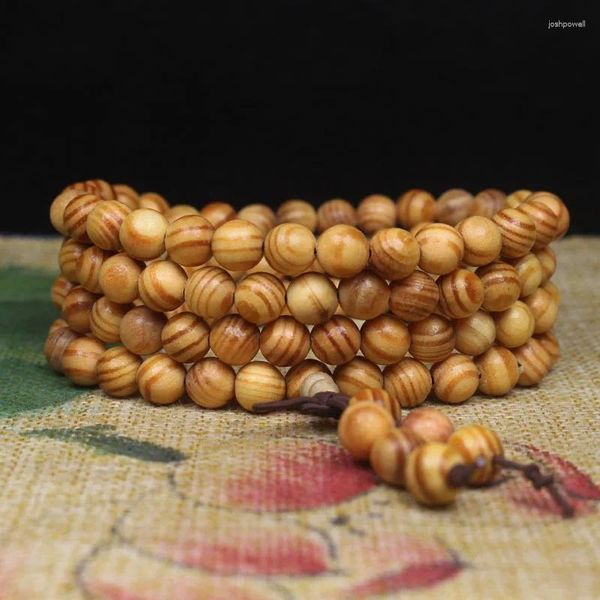 Pulsera de cuentas de Buda de madera, dragón de sangre emperador, transparente