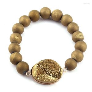 Bracelets d'énergie Strand Made Bracelet Druzy en perles de pierre naturelle de 10 mm
