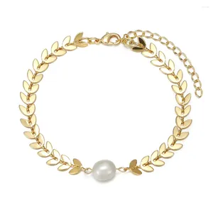 Strand Enosola Simple femelle Gold Color Bangle for Women Jewelry 2023 Bracelet de chaîne de liaison à poisson à la mode avec perle unique