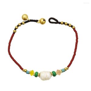 Brin ethnique fait à la main corde perles chaîne bracelets pour femme fille Boho perles cloches tissé déclaration bijoux de fête