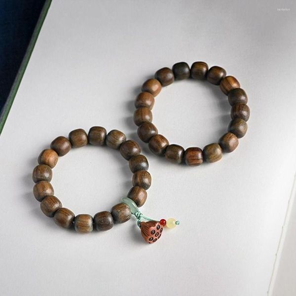 Bracelet en bois de santal vert naturel de Style ethnique, perles de bouddha en Jade pour femmes et hommes