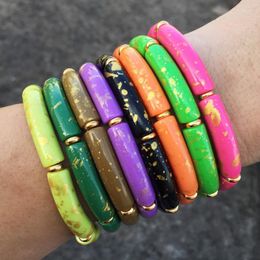 Strand Europa en Amerika Acryl Bend Armband Mode Kleurrijke Stretch Charm Luxe Dames Sieraden Accessoires