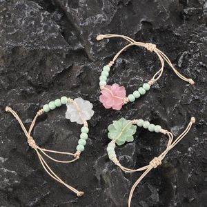 Brin exquis chinois fleur pendentif bracelet tissé corde en verre féminin en céramique couple perlé élégant