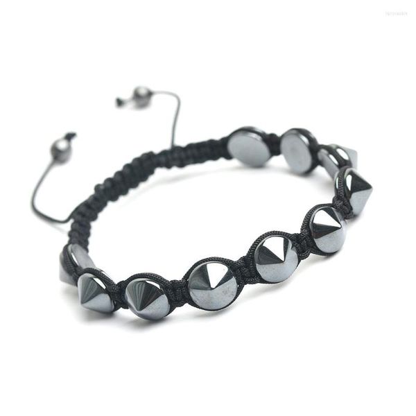 Strand Faceted Bead Single Circle Black Energy Hematite Stone Jewelry Pulsera ajustable para mujeres o hombres Luxury Charm Bracelets