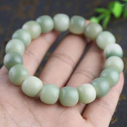 Bracelet en cuir de Jade blanc Bodhi Yin, racine verte, tempérament pliable, chapelet C pour hommes et femmes, vente en gros d'usine
