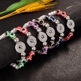 STRAND FAKE PEELLIJK BLAUWE OGEN uitbreidbare strass Bead Stretch 305 Bracelet 18mm Snap knop Bangle Charm Jewelry vrouwen cadeau