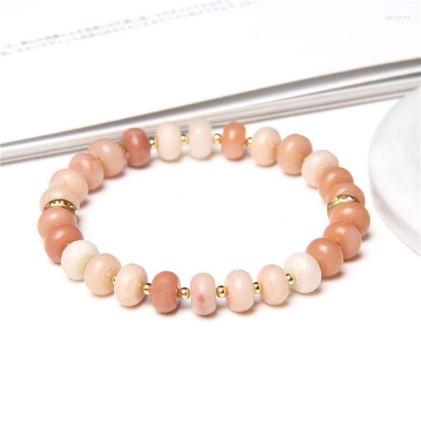 Pulsera de cuentas de ábaco a la moda para mujer, piedra de aventurina Natural, ágata femenina, brazalete elástico para hombre, joyería para Yoga