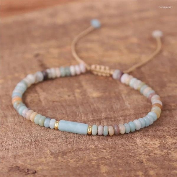 Hebra de moda ajustable minimalista amazonita Natural piedra jaspe cuentas pequeñas pulsera delicada joyería turquesa Dropshipp