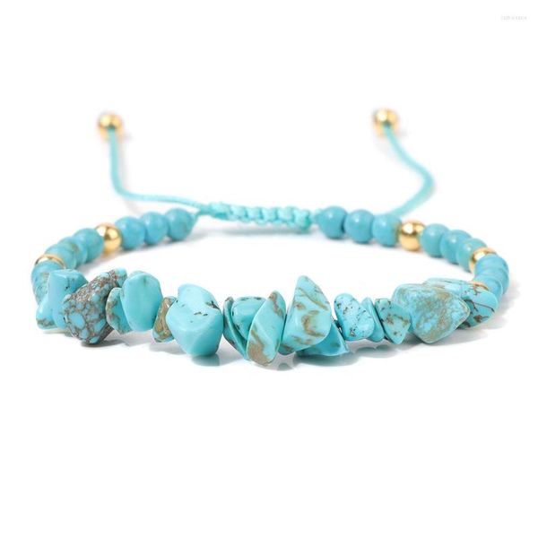 Strand Fashion Bracelets de corde tissés bleus Howlites Perles Pierre naturelle Rose Quartzs Beaed Femmes Bijoux Cadeaux