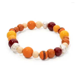 Bracelet de perles rondes en émail arc-en-ciel bohème pour femmes et hommes, Bracelet élastique en perles, bijoux, accessoires, cadeau