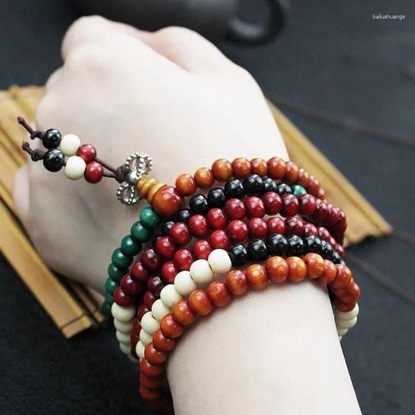 Strand Fashion Bouddhiste Naturel Bois De Santal Bouddha Méditation Bois Prière Perle Mala Bracelet Bracelets Femmes Hommes 108 Perles Accessoires