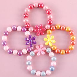 Brin mode mignon couleur bonbon fleur Bracelet pour petites filles enfant acrylique coloré perlé enfants bijoux enfants accessoires