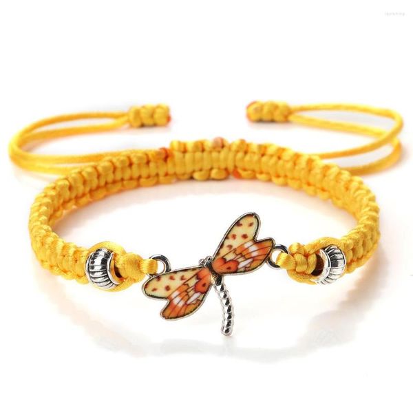 Pulsera colgante en forma de libélula de moda para mujer y niña, pulseras de hilo rojo de la suerte ajustables hechas a mano, joyería de amistad, regalos