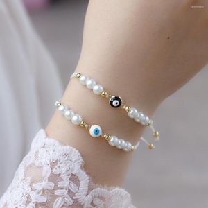 Bracelet à breloques œil de mode pour femmes, perle en macramé tressée réglable à la main pour bijoux cadeau