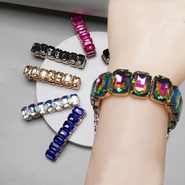 Bracelets en cristal géométriques de mode Strand pour les femmes élastiques brillants élastiques luxe multicolore bracelet bracelet