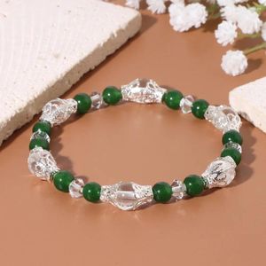 Strand Fashion Groene Jades Kristallen Glas Zilver Kleur Spacer Accessoires Kralenarmband Reiki Yoga Armbanden Mannen Vrouwen