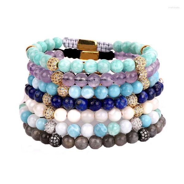 Brin mode haute qualité pierre naturelle Bali cubique zircone boule perlée mignon macramé Bracelet femmes bijoux Bracelet