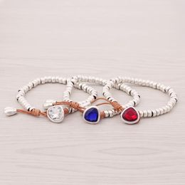 STRAND Mode -sieraden Leuk romantisch kristal hart Koreaans paar handgemaakte kralen Bracelet Vriendschap Gift