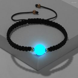 Strand Fashion Luminous Stone Pulsera trenzada Light Glowing Beads Natural Hombres Mujeres Pareja Joyería