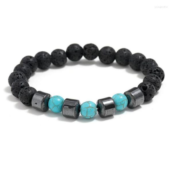 Strand Moda Hombres Pulsera Cuentas Naturales Chakra Lava Piedra Difusor Turquesa Brazalete Envoltura Para Mujeres Tibetano Buda Oración Yoga Joyería