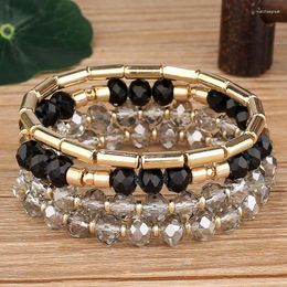 Strang Mode Multi Layer Kristall Perlen Armband Schwarz Und Weiß Farbe Armbänder Für Femme