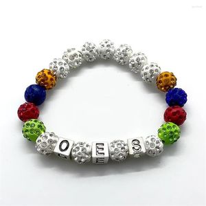 Strand Fashion Order Of The Eastern Star Society Logo OES Alphabet Charm Tag Bracelet de perles fait à la main 305K