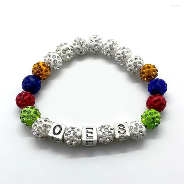 Strand Fashion Order Of The Eastern Star Society Logo OES Alphabet Charm Tag Bracelet de perles fait à la main276R