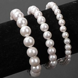 Strand Fashion Shell Perle Bracelet Élastique Femmes Bracelets Blanc Naturel Perlé BangIes Imitation De Mariage