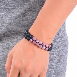 Strand Fashion Style simple pierre givrée enveloppée dans de l'agate patinée double rangée tissée délicate réglable unisexe bracelet bracelet cadeau