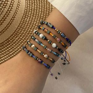 Bracelet tissé en pierre carrée en cristal pour femmes et filles, bijoux de poignet réglables de haute qualité, cadeau de fête, vente en gros
