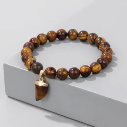 Strand Fashion Tiger Eye Bracelet Bracelet Femmes Hommes 8 mm Round Stone Natural Amethystes Lapis Lazuli Perles Bracelers Bijoux de yoga