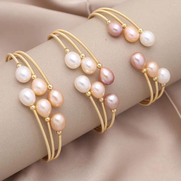 Bracelet à bobine de cuivre pour femmes, perles tricolores, Simple et élégant, ouvert, breloque, bijoux de Banquet, cadeau de fête