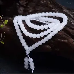 Bracelet enroulé en pierre de calcédoine naturelle pour hommes et femmes, 108 perles Mala, collier tendance, bijoux bouddha