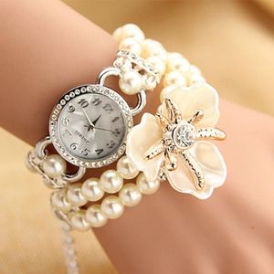 Strand Mode Femmes Étudiants Belle Marque Perle Quartz Bracelet Montre Dames Brithday Cadeau Montres 8 Brins Perlés