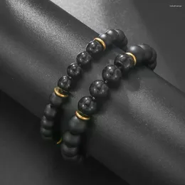 Bracelet en pierre mate noire naturelle à la mode à la mode 1pc de taille différente
