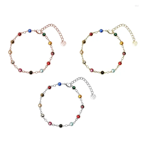 Pulsera colorida de moda y versátil con cadena de mano delicada para mujer