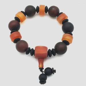 STRAND MODUSABLE JOBER 14MM Natuurlijk onregelmatige zwarte en rode Noxy Stone Bead Bracelet 2pcs 001 Bungee Cord Men Women