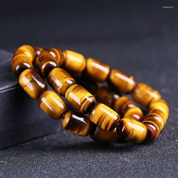 Strand Feng Shui Gift Natural Tiger Eye Bucket Beads Pulsera de cristal para hombre y mujer Good Lucky Amulet Jewelry