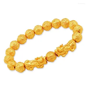 STRAND FENGSHUI Vietnam Shakin Pixiu armbanden Natuursteen Golden Kraal gesneden inscriptieparen Charme Lucky Wealth Bracelet sieraden