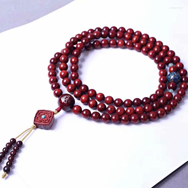 Strand Fidelity Lobular Rosewood Bracelet Chapelet 0.8 108 Perles de Verre Rouge Poulet Millénaire.