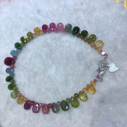 STRAND Fijne kleurrijke toermalijn Natuurlijke stenen armbanden ronde kralen met waterdruppel voor vrouwen meisje schoonheid sieraden