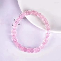 Strand Fine Light Pink Natural Crystal Pulseras Talladas Pixiu Beads Pulsera Lucky For Women Fresh Love Stone Joyería de moda