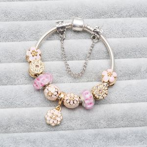 Strand Fit Original Pandor Charms European armband Glass Magnolia Flower Clover kralen voor vrouwelijke sieraden Bauhinia hanger meisje geschenk kralen