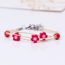 Strand Flower, pulseras de cerámica hechas a mano para mujer, pulsera Retro Artware para mujer, regalo para niña, joyería de moda al por mayor #5251