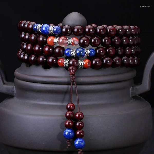 Brin gratuit Vintage dépliant bois de santal 108 haute densité huile en bois bouddha perle Bracelet ornements hommes femmes Bracelet