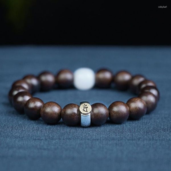 Strand Free Wholesale Wenplay Beads Hand String Hommes Femmes Zodiac Bracelet This Life Buddha Bois d'agar Bois de santal Chinese Wind Fragrance